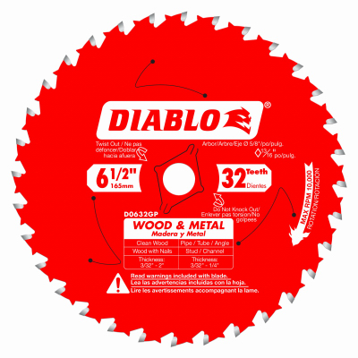 D0632GPX Circular Saw Blade, 6-1/2 in Dia, 5/8 in Arbor, 32-Teeth, TiCo Cutting Edge